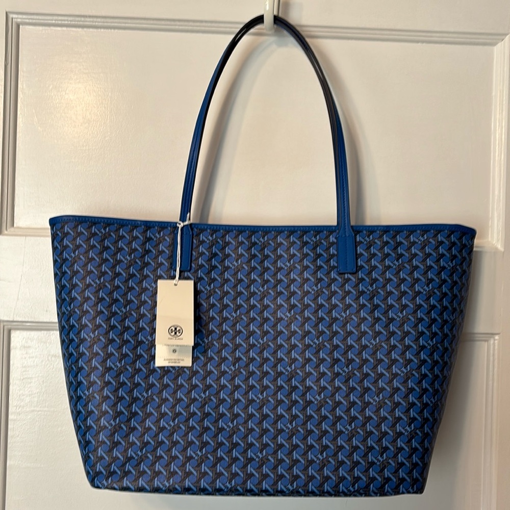 Brand new, never worn Ever-Ready Tory Burch Tote-Mediterranean blue